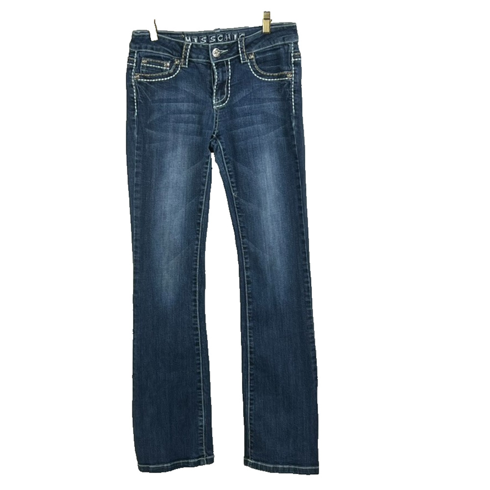 Miss Chic USA Boot Cut Jeans Women's Size 7 Embroidered Stretch Medium Wash